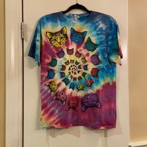 Vintage Grateful Dead style Tie Dye spiral cat Unisex